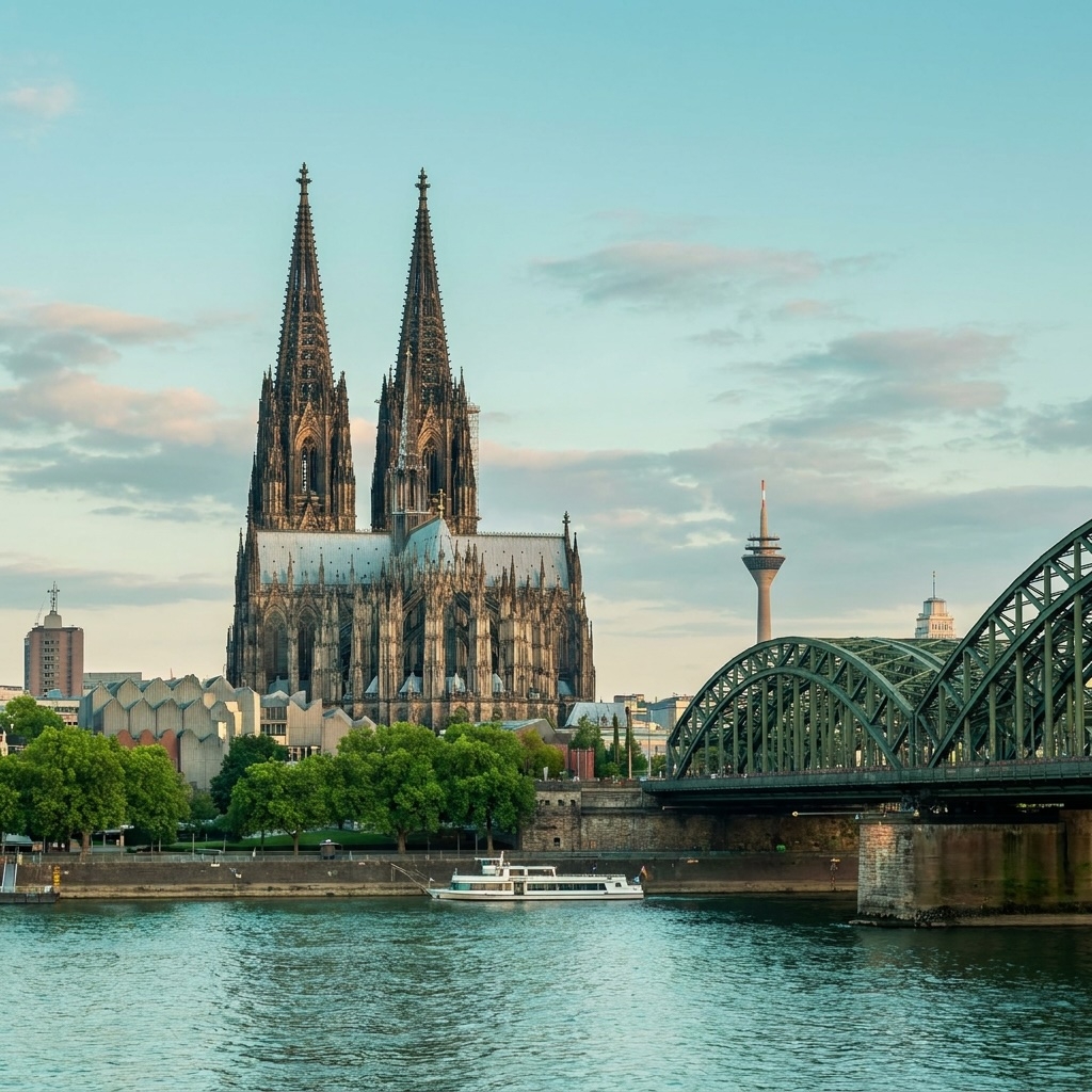 Kölner Dom von anderen Rheinufer aus gesehen